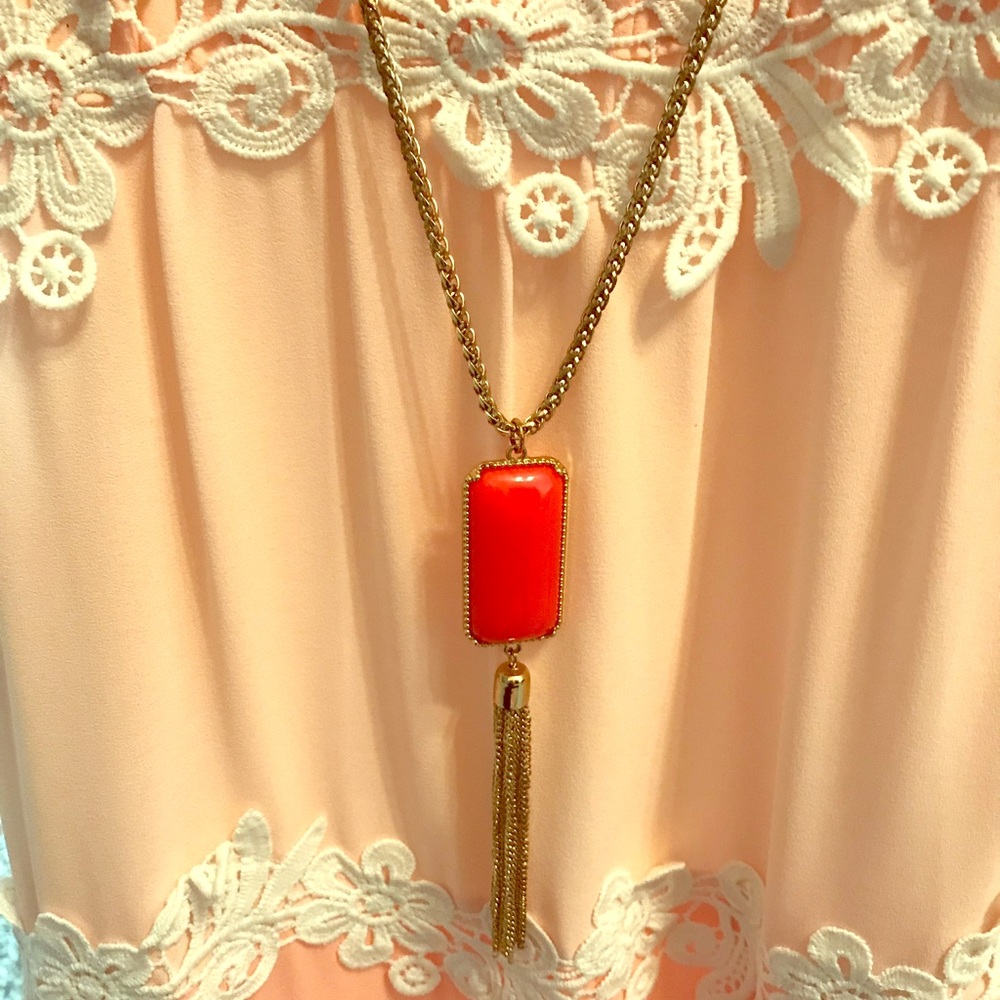 Orange stone gold necklace